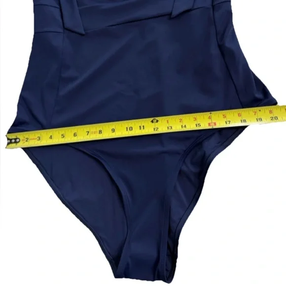 UNE PIECE Luxury One-Piece Swimsuit Navy Square Neck Tie Straps US 20 NWOT